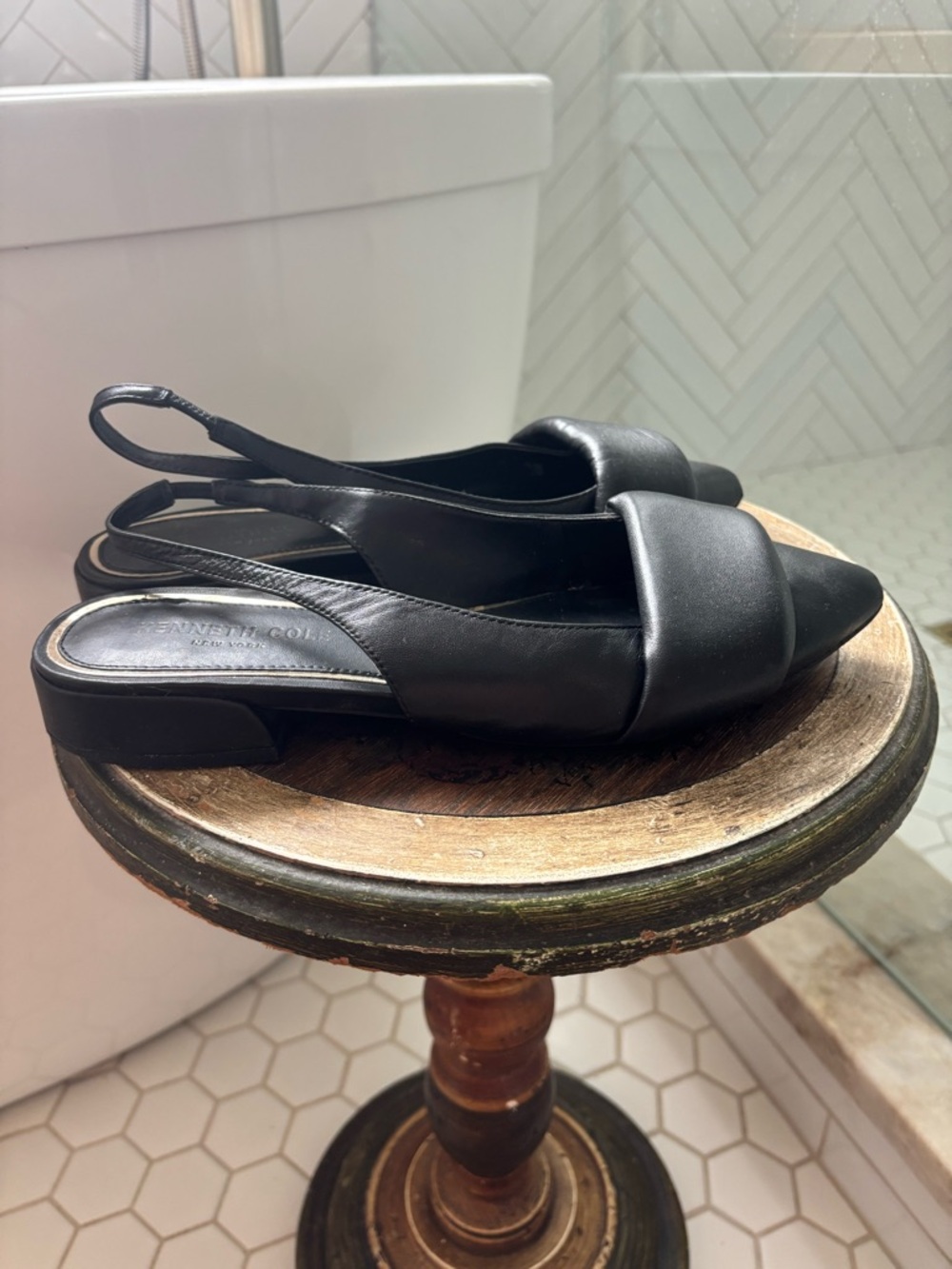 Kenneth Cole Black Pointed Slingback Flats